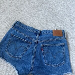 Levi's Blue Denim High-Rise Cutoff Shorts